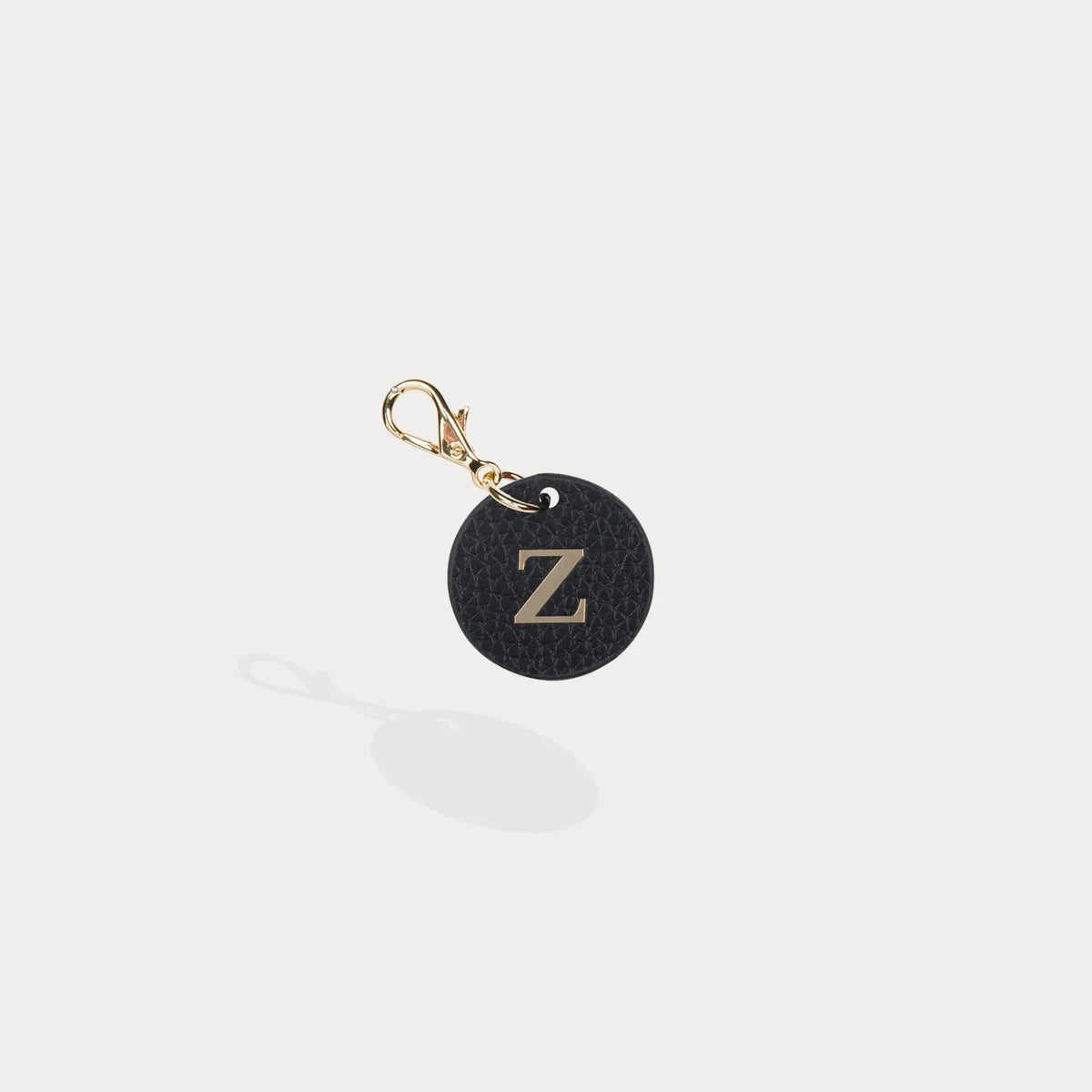 Round Leather Initial Charm