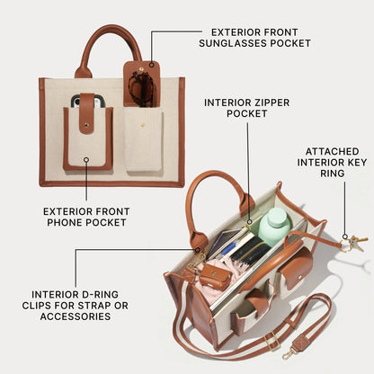 Dillon Book Tote - Cream Sienna/Gold