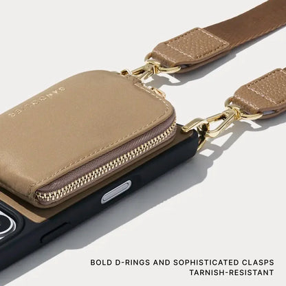Nova Nylon Magnet Wallet Crossbody Phone Case Pouch Set - Taupe/Gold