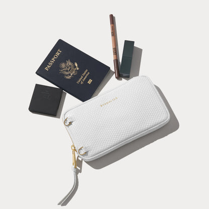 Expanded Zip Pouch - White Snake/Gold