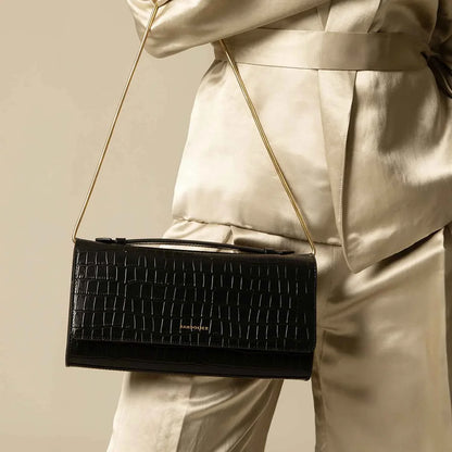 Maeve Bag - Black Croc/Gold