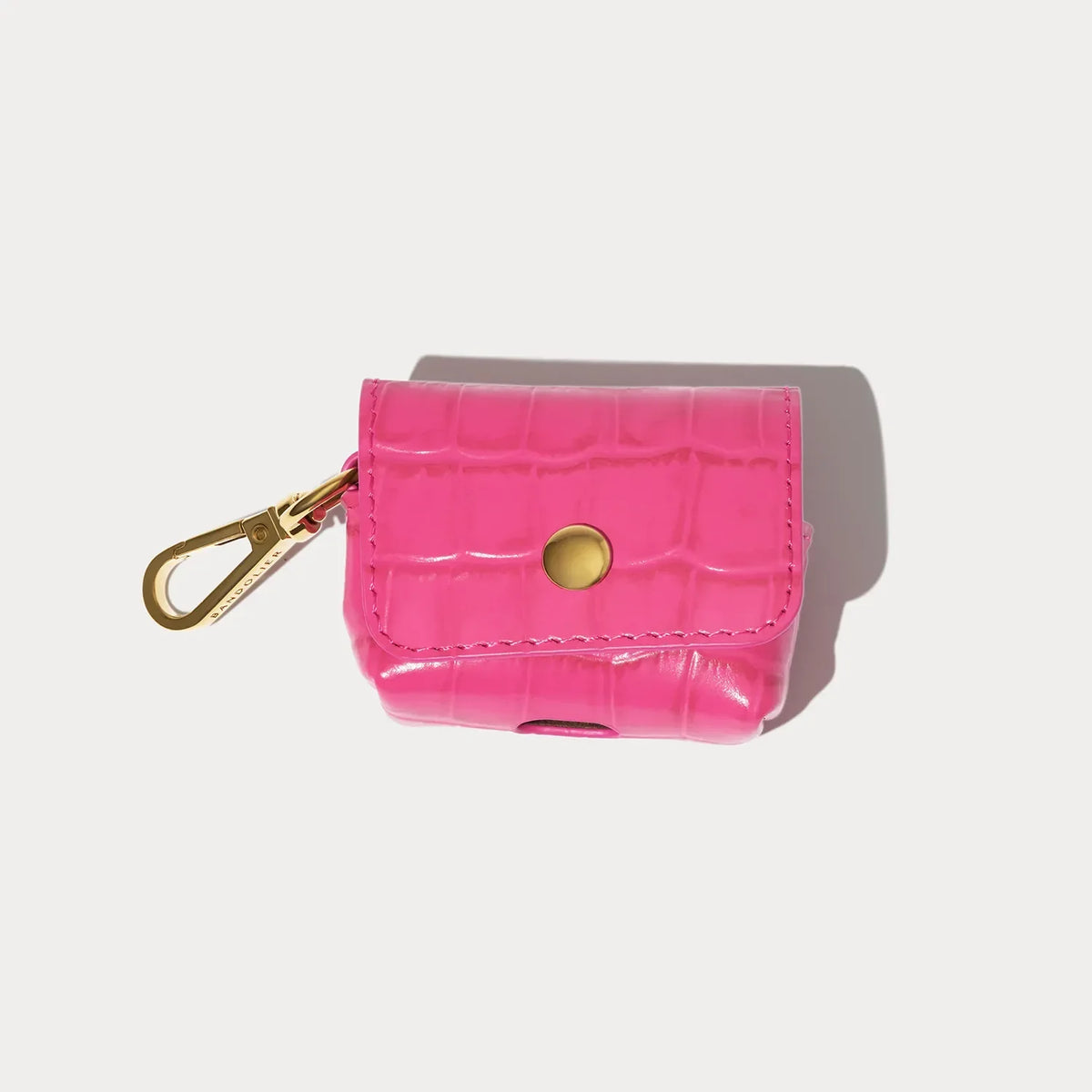 Avery AirPods Clip-On Pouch - Magenta Croc/Gold