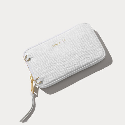 Expanded Zip Pouch - White Snake/Gold