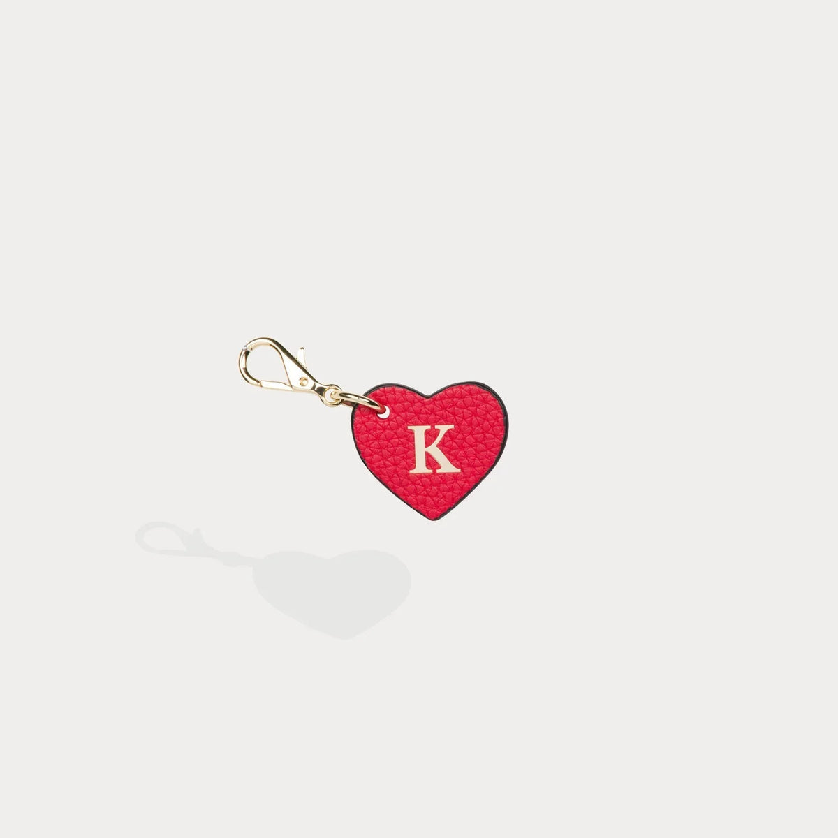 Heart Initial Charm - Red/Gold