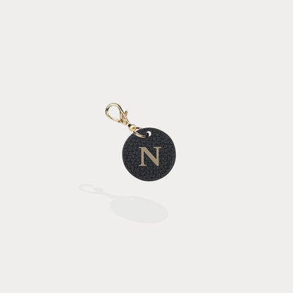 Round Leather Initial Charm