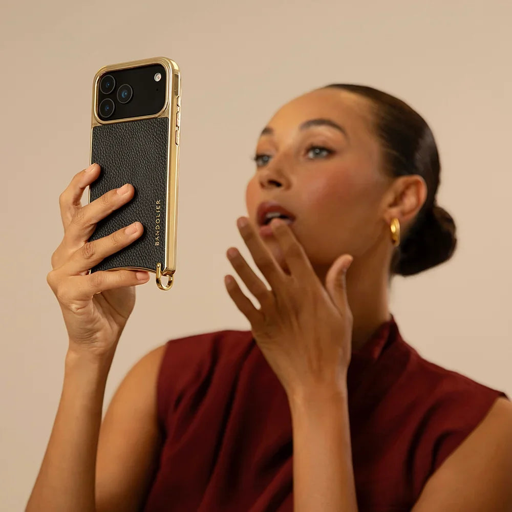 Rayna Chrome Crossbody Phone Case - Black/Gold
