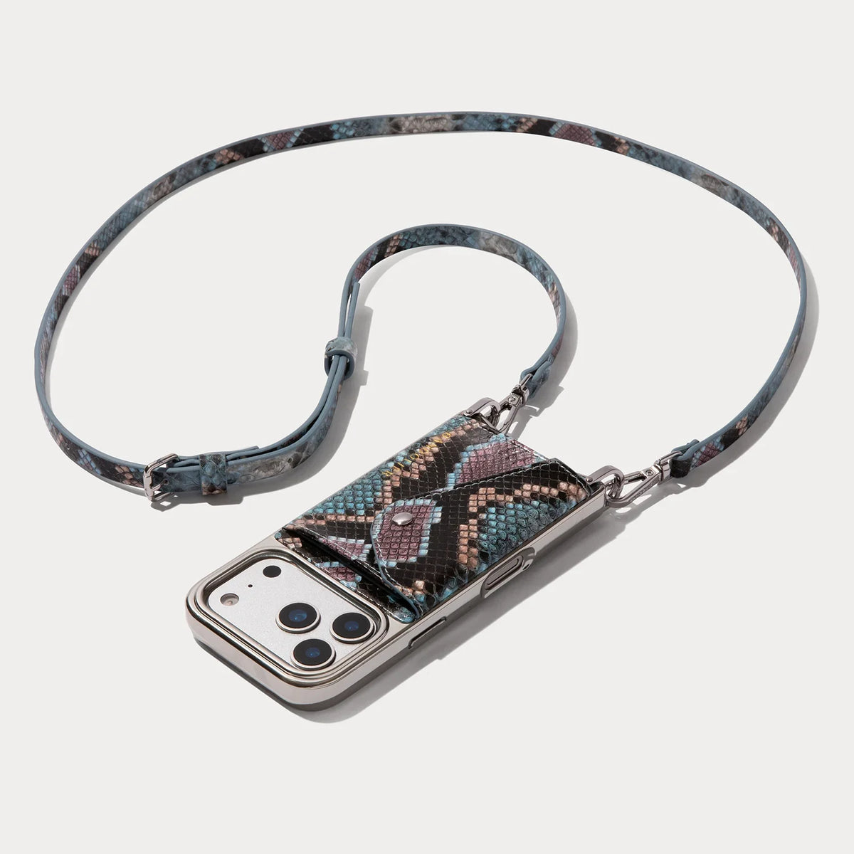 Donna Chrome Crossbody Phone Case - Prism Snake/Silver Chrome