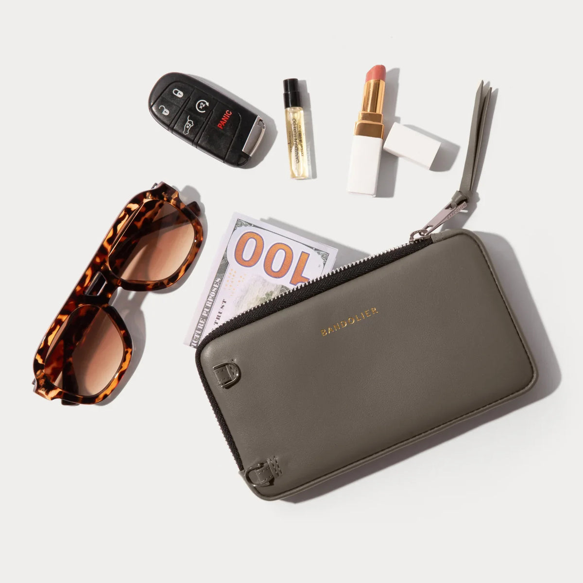 Rayna Chrome Pouch Set - Warm Gray/Antique Silver